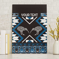 Personalised Taniko Motifs Aotearoa Canvas Wall Art Waitangi Kowhaiwhai Kiwi - Blue LT7 Without Frame Blue - Polynesian Pride