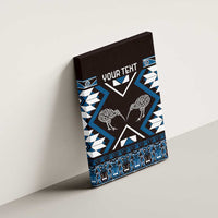 Personalised Taniko Motifs Aotearoa Canvas Wall Art Waitangi Kowhaiwhai Kiwi - Blue LT7 - Polynesian Pride