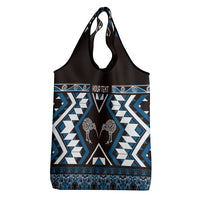 Personalised Taniko Motifs Aotearoa Grocery Bag Waitangi Kowhaiwhai Kiwi - Blue