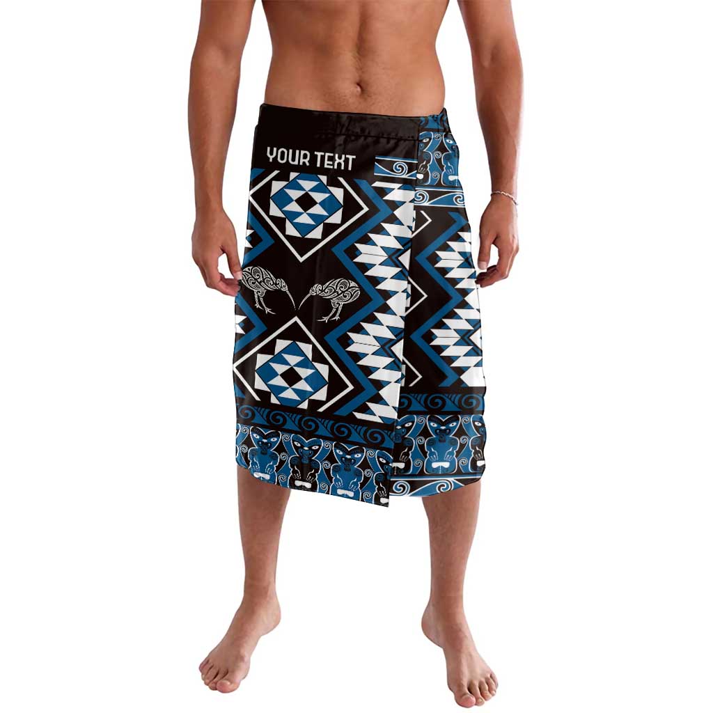 Personalised Taniko Motifs Aotearoa Lavalava Waitangi Kowhaiwhai Kiwi - Blue