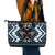 Personalised Taniko Motifs Aotearoa Leather Tote Bag Waitangi Kowhaiwhai Kiwi - Blue