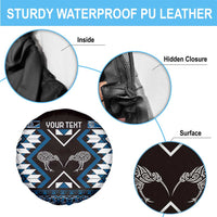 Personalised Taniko Motifs Aotearoa Spare Tire Cover Waitangi Kowhaiwhai Kiwi - Blue
