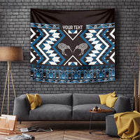 Personalised Taniko Motifs Aotearoa Tapestry Waitangi Kowhaiwhai Kiwi - Blue