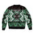 Personalised Taniko Motifs Aotearoa Bomber Jacket Waitangi Kowhaiwhai Kiwi - Green