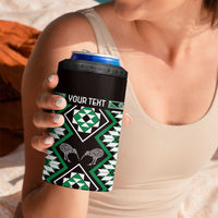 Personalised Taniko Motifs Aotearoa 4 in 1 Can Cooler Tumbler Waitangi Kowhaiwhai Kiwi - Green