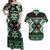 Personalised Taniko Motifs Aotearoa Couples Matching Off Shoulder Maxi Dress and Hawaiian Shirt Waitangi Kowhaiwhai Kiwi - Green