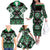 Personalised Taniko Motifs Aotearoa Family Matching Off The Shoulder Long Sleeve Dress and Hawaiian Shirt Waitangi Kowhaiwhai Kiwi - Green