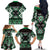 Personalised Taniko Motifs Aotearoa Family Matching Off The Shoulder Long Sleeve Dress and Hawaiian Shirt Waitangi Kowhaiwhai Kiwi - Green