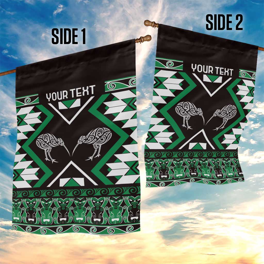 Personalised Taniko Motifs Aotearoa Garden Flag Waitangi Kowhaiwhai Kiwi - Green