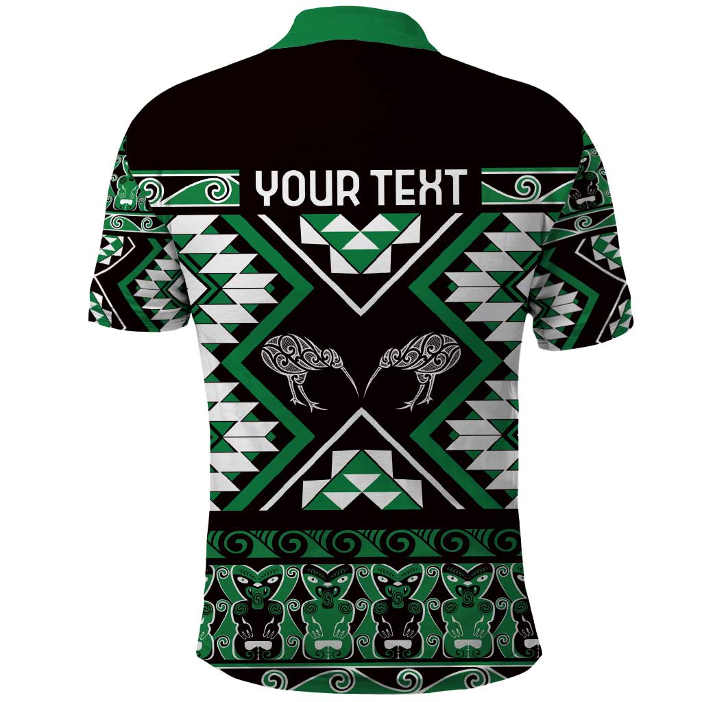 Personalised Taniko Motifs Aotearoa Polo Shirt Waitangi Kowhaiwhai Kiwi - Green LT7 - Polynesian Pride