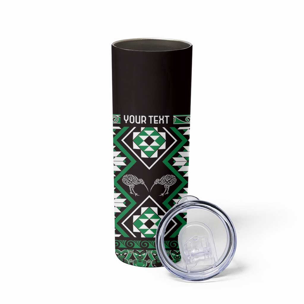 Personalised Taniko Motifs Aotearoa Skinny Tumbler Waitangi Kowhaiwhai Kiwi - Green LT7 - Polynesian Pride