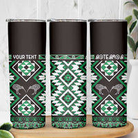 Personalised Taniko Motifs Aotearoa Skinny Tumbler Waitangi Kowhaiwhai Kiwi - Green LT7 - Polynesian Pride