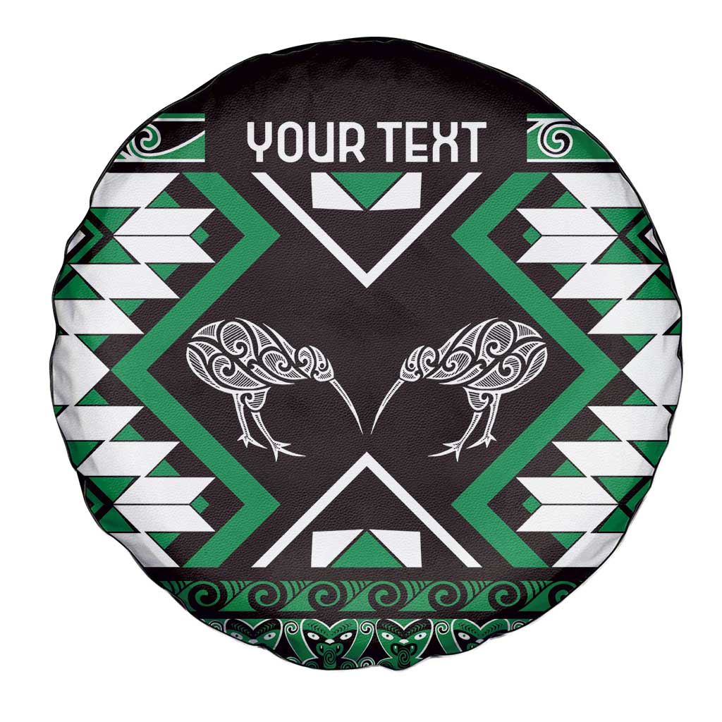 Personalised Taniko Motifs Aotearoa Spare Tire Cover Waitangi Kowhaiwhai Kiwi - Green
