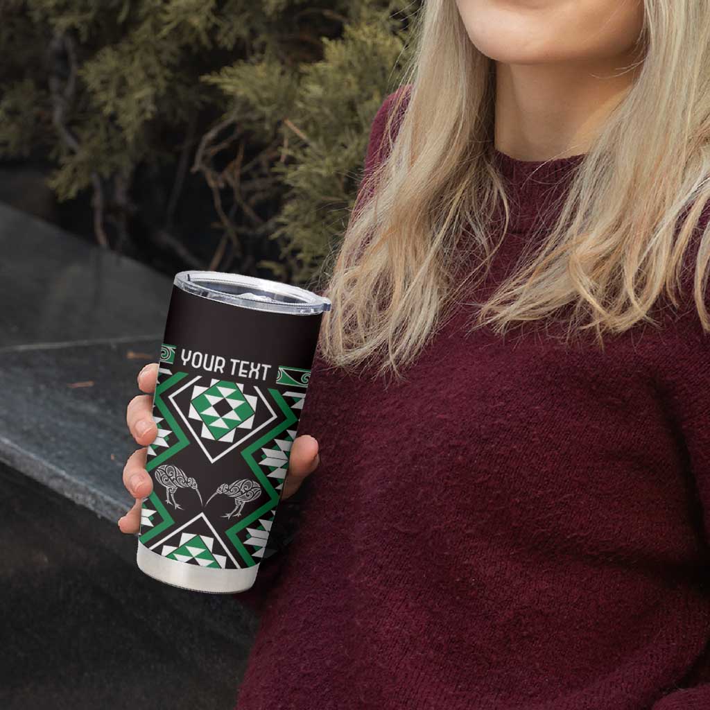 Personalised Taniko Motifs Aotearoa Tumbler Cup Waitangi Kowhaiwhai Kiwi - Green