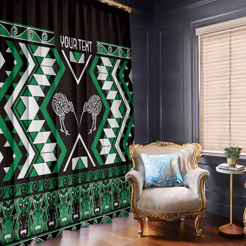 Personalised Taniko Motifs Aotearoa Window Curtain Waitangi Kowhaiwhai Kiwi - Green
