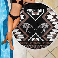 Personalised Taniko Motifs Aotearoa Beach Blanket Waitangi Kowhaiwhai Kiwi - Mocha