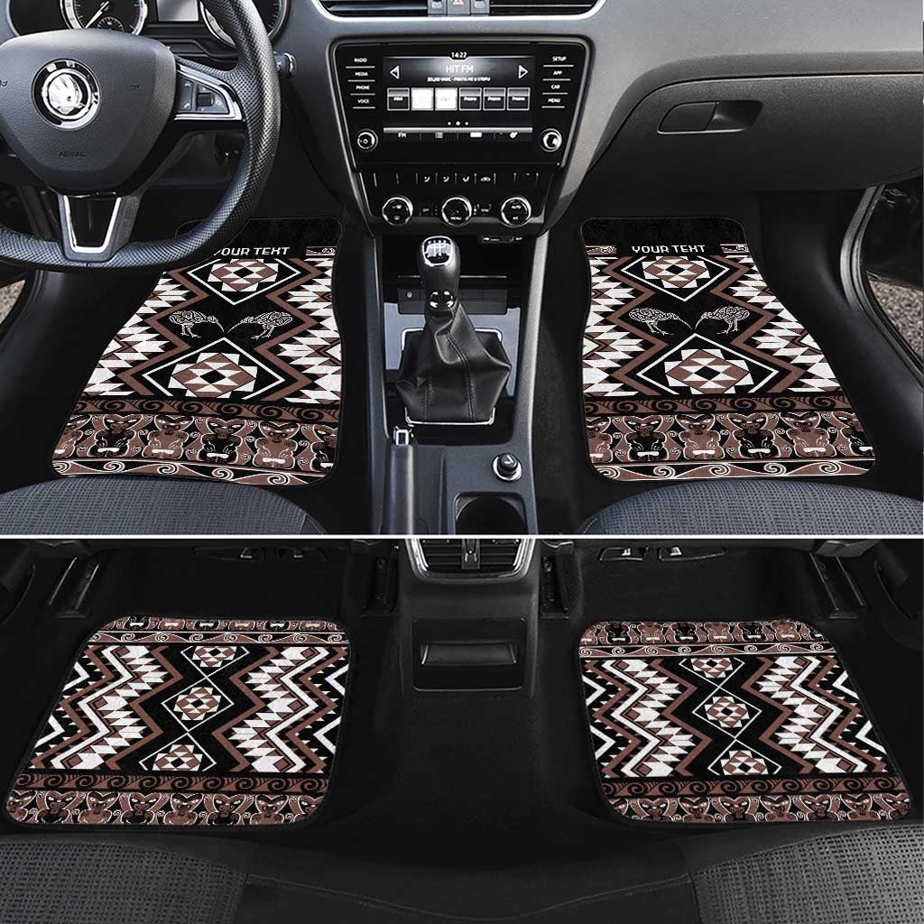 Personalised Taniko Motifs Aotearoa Car Mats Waitangi Kowhaiwhai Kiwi - Mocha