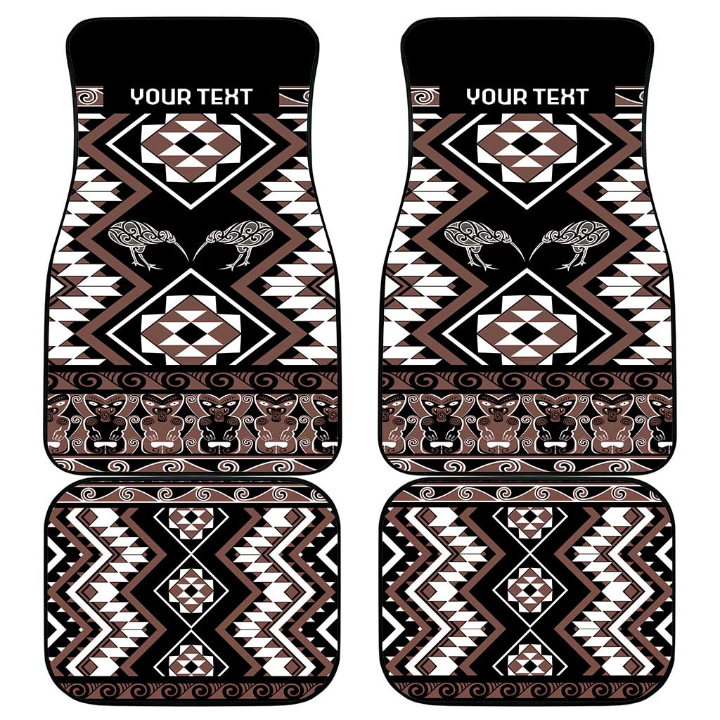 Personalised Taniko Motifs Aotearoa Car Mats Waitangi Kowhaiwhai Kiwi - Mocha