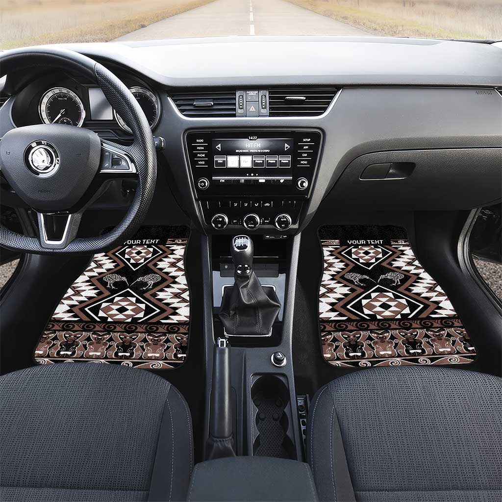 Personalised Taniko Motifs Aotearoa Car Mats Waitangi Kowhaiwhai Kiwi - Mocha