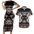 Personalised Taniko Motifs Aotearoa Couples Matching Short Sleeve Bodycon Dress and Hawaiian Shirt Waitangi Kowhaiwhai Kiwi - Mocha