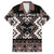 Personalised Taniko Motifs Aotearoa Family Matching Short Sleeve Bodycon Dress and Hawaiian Shirt Waitangi Kowhaiwhai Kiwi - Mocha