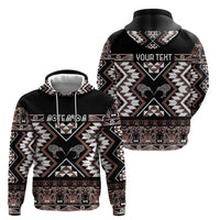 Personalised Taniko Motifs Aotearoa Hoodie Waitangi Kowhaiwhai Kiwi - Mocha