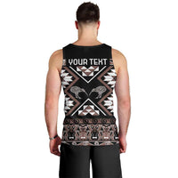 Personalised Taniko Motifs Aotearoa Men Tank Top Waitangi Kowhaiwhai Kiwi - Mocha
