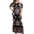 Personalised Taniko Motifs Aotearoa Off Shoulder Maxi Dress Waitangi Kowhaiwhai Kiwi - Mocha