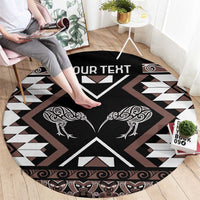 Personalised Taniko Motifs Aotearoa Round Carpet Waitangi Kowhaiwhai Kiwi - Mocha