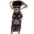 Personalised Taniko Motifs Aotearoa Short Sleeve Bodycon Dress Waitangi Kowhaiwhai Kiwi - Mocha