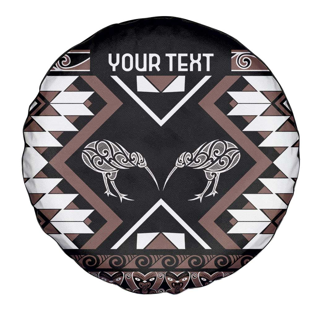 Personalised Taniko Motifs Aotearoa Spare Tire Cover Waitangi Kowhaiwhai Kiwi - Mocha
