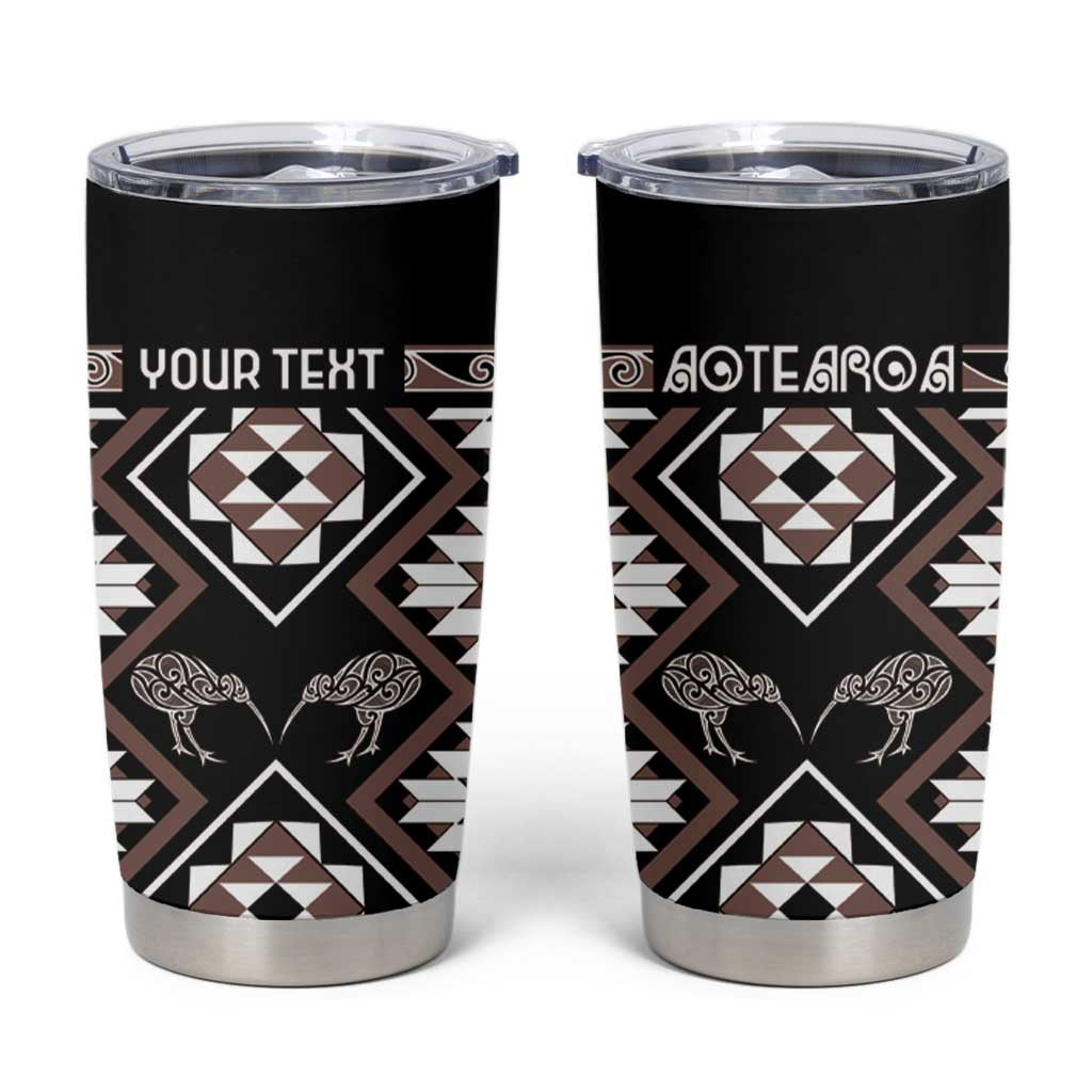 Personalised Taniko Motifs Aotearoa Tumbler Cup Waitangi Kowhaiwhai Kiwi - Mocha