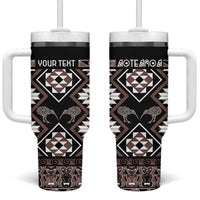 Personalised Taniko Motifs Aotearoa Tumbler With Handle Waitangi Kowhaiwhai Kiwi - Mocha