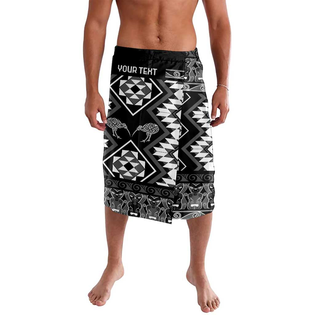 Personalised Taniko Motifs Aotearoa Lavalava Waitangi Kowhaiwhai Kiwi - Monochrome