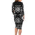 Personalised Taniko Motifs Aotearoa Long Sleeve Bodycon Dress Waitangi Kowhaiwhai Kiwi - Monochrome