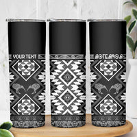Personalised Taniko Motifs Aotearoa Skinny Tumbler Waitangi Kowhaiwhai Kiwi - Monochrome LT7 - Polynesian Pride