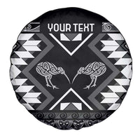 Personalised Taniko Motifs Aotearoa Spare Tire Cover Waitangi Kowhaiwhai Kiwi - Monochrome