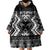 Personalised Taniko Motifs Aotearoa Wearable Blanket Hoodie Waitangi Kowhaiwhai Kiwi - Monochrome