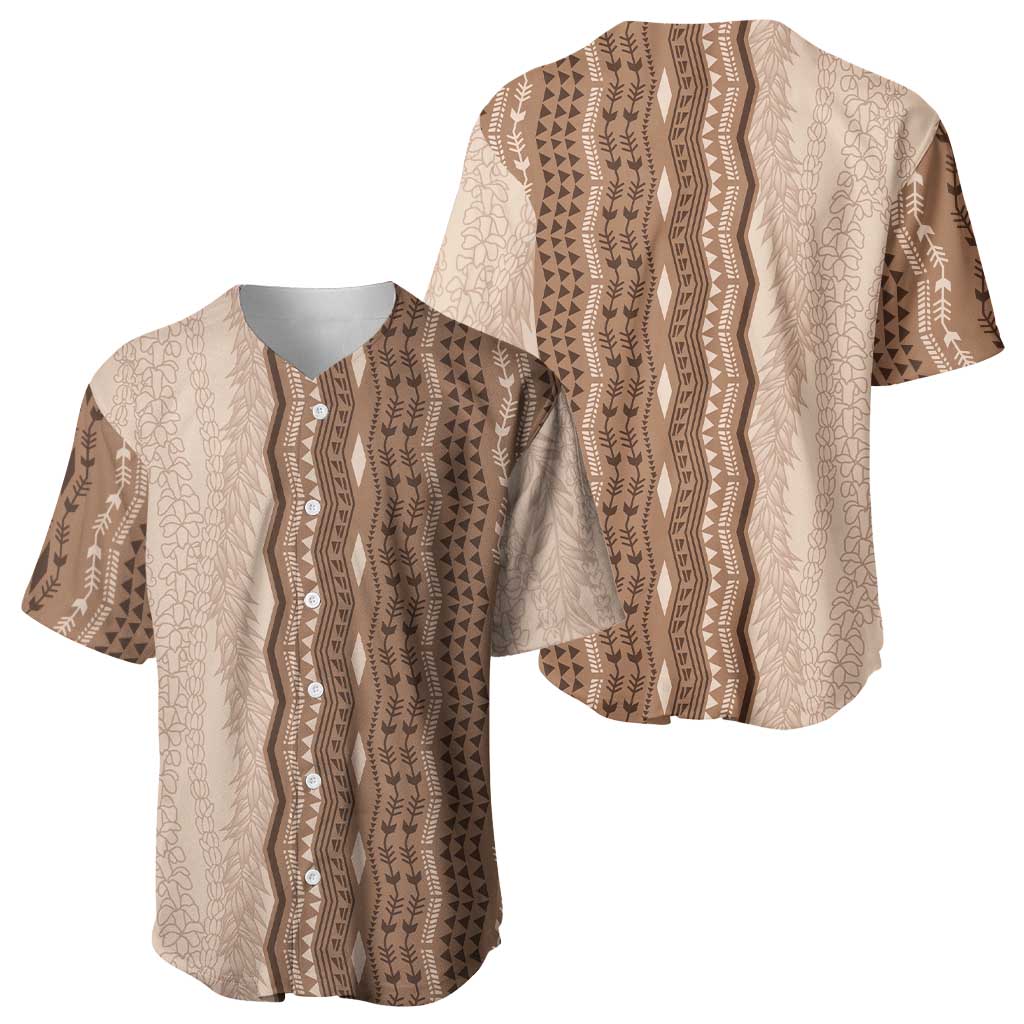 Vintage Beige Hawaiian Traditional Kapa Mix Flowers Lei Baseball Jersey