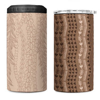 Vintage Beige Hawaiian Traditional Kapa Mix Flowers Lei 4 in 1 Can Cooler Tumbler
