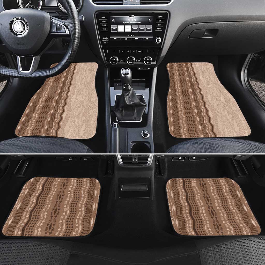 Vintage Beige Hawaiian Traditional Kapa Mix Flowers Lei Car Mats