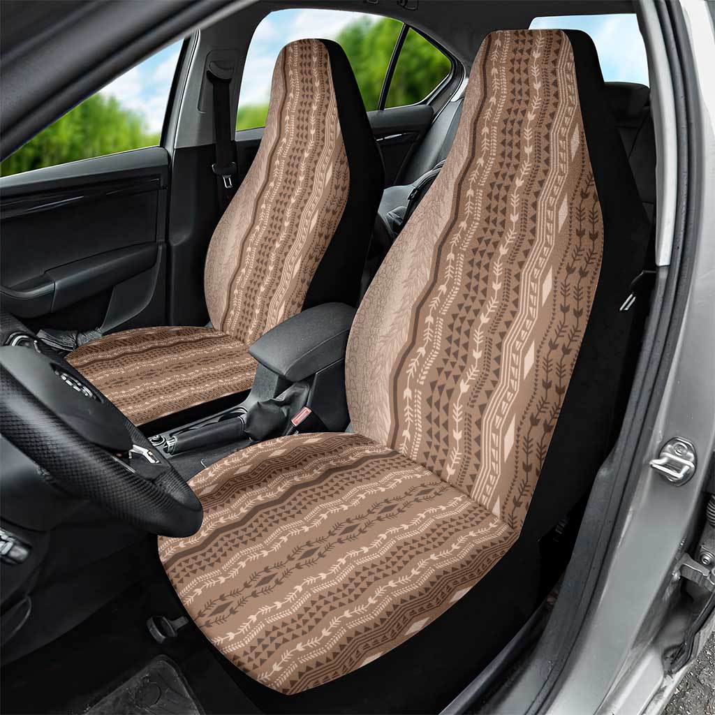 Vintage Beige Hawaiian Traditional Kapa Mix Flowers Lei Car Seat Cover