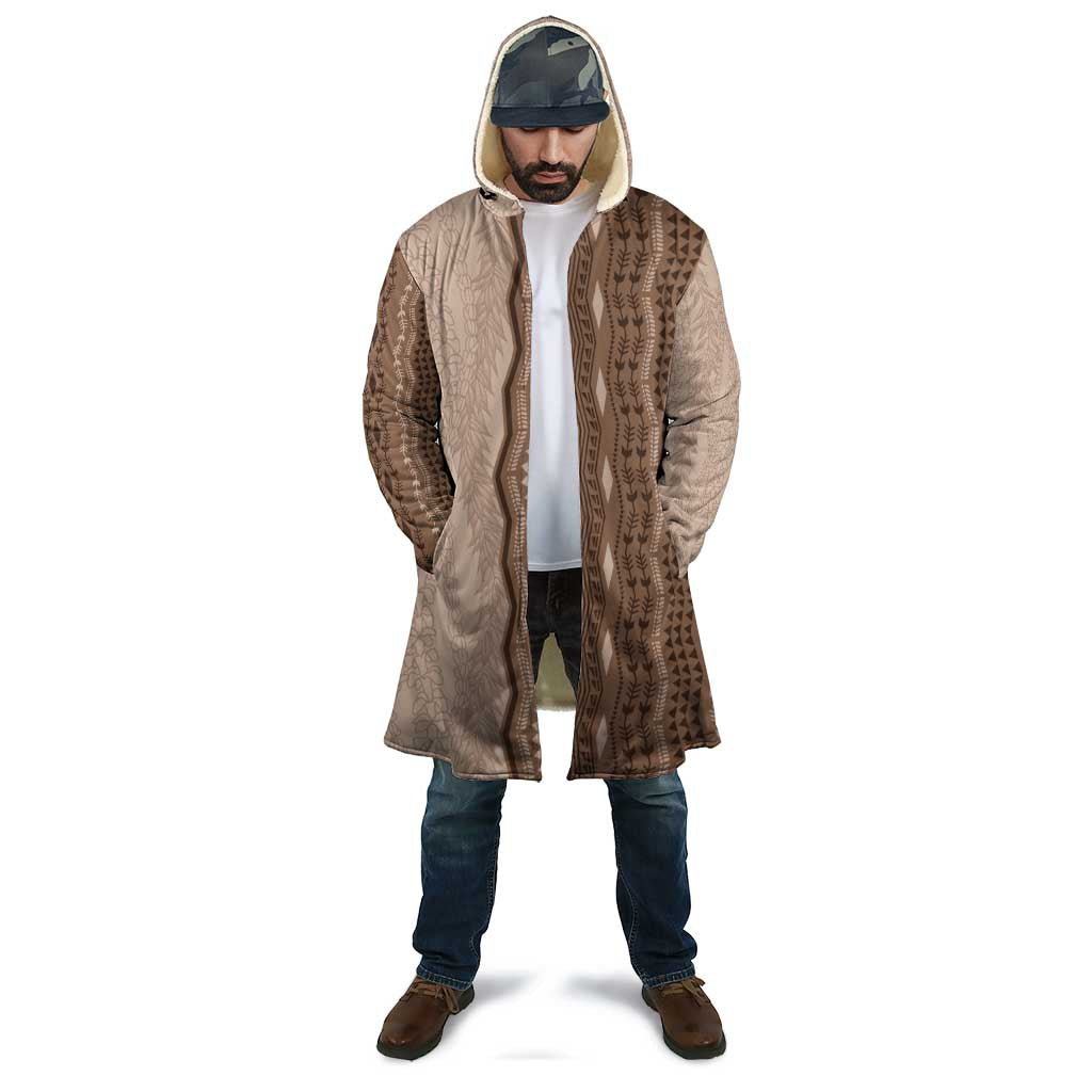 Vintage Beige Hawaiian Traditional Kapa Mix Flowers Lei Cloak