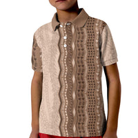 Vintage Beige Hawaiian Traditional Kapa Mix Flowers Lei Kid Polo Shirt