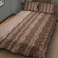 Vintage Beige Hawaiian Traditional Kapa Mix Flowers Lei Quilt Bed Set