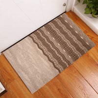 Vintage Beige Hawaiian Traditional Kapa Mix Flowers Lei Rubber Doormat