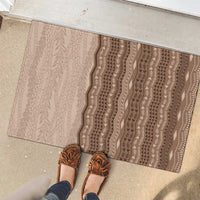 Vintage Beige Hawaiian Traditional Kapa Mix Flowers Lei Rubber Doormat