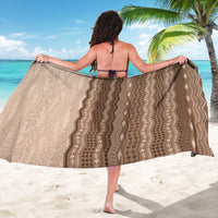 Vintage Beige Hawaiian Traditional Kapa Mix Flowers Lei Sarong
