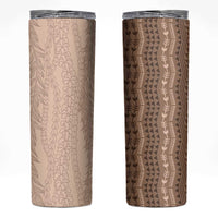 Vintage Beige Hawaiian Traditional Kapa Mix Flowers Lei Skinny Tumbler