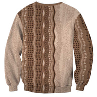 Vintage Beige Hawaiian Traditional Kapa Mix Flowers Lei Sweatshirt